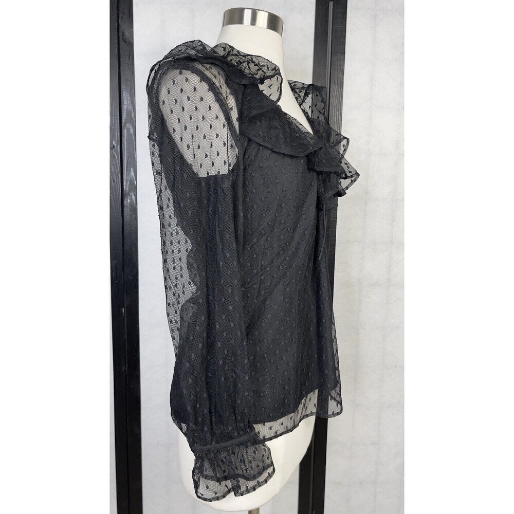 New J . Crew Ruffleneck top in clip dot. Size: XXS - Picture 2 of 7